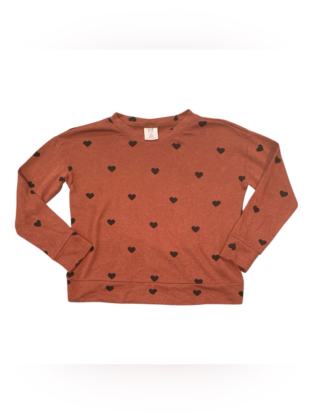 GAP kids Rust Crewneck Sweatshirt with Black Heart Print